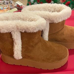 New- Time and Tru Brown Faux Fur Winter Boots